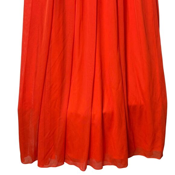 Alfred Sung Full Length Chiffon V-Neck Dress Tangerine Tango D678 Women's 2 NWT - Picture 7 of 10